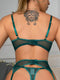 Classic 5pack Embroidery Mesh Ring Linked Garter Underwire Lingerie Set