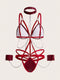 Ring Linked Chain Detail Patent Garter Underwire Lingerie Set