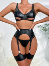 Giovanna PU Leather Open Bra 5 Piece Erotic Lingerie Set