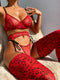 Stella Leopard 4-Pieces Lingerie Set With Stockings