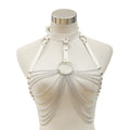 PU Leather Body Harness with Silver Chains