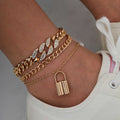 3Pcs/Set Iced Out Rhinestone Cuban Anklet