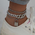 3Pcs/Set Iced Out Rhinestone Cuban Anklet